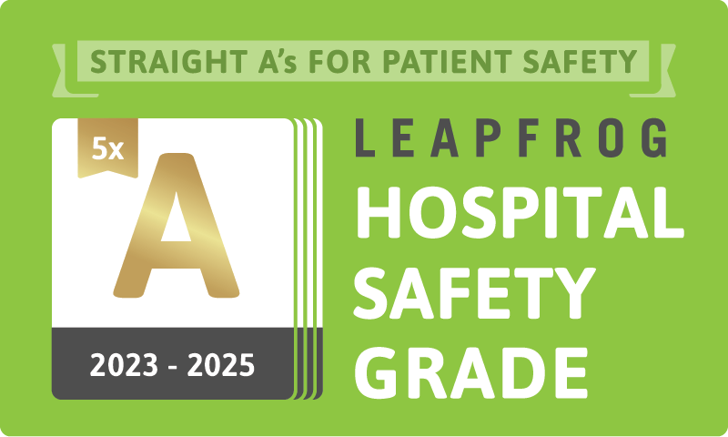 Leapfrog Group badge for Hospital Safety Grade Straight "A"s